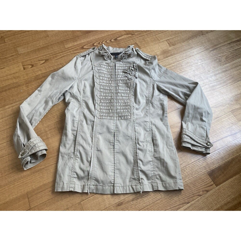 White House Black Market Military Tunic Jacket Epaulettes Sz 12 Cottagecore twee